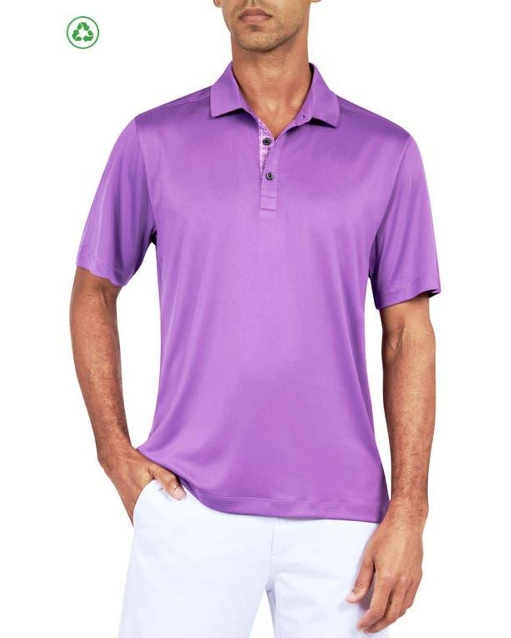 Con.struct Purple Regular Fit Solid Recycled Performance Golf Polo for men