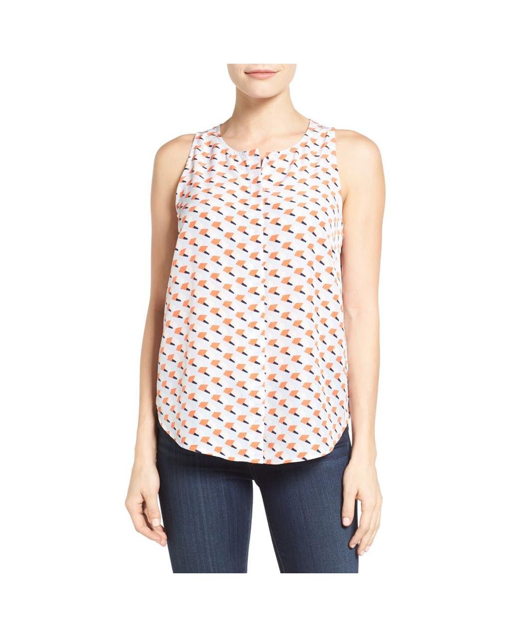 Halogen® Red Halogen Button Front Print Tank