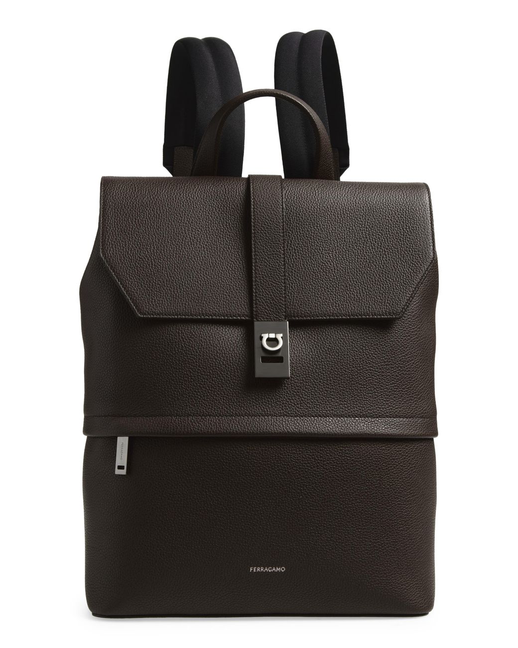 Ferragamo Black Twins Leather Backpack for men