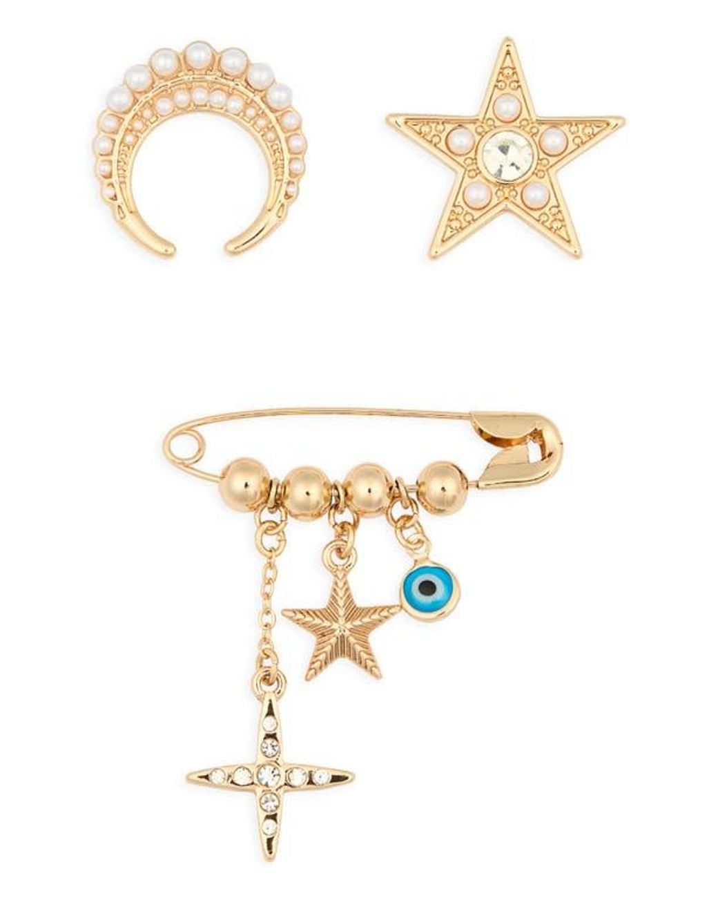 Ettika White Celestial Brooch Set