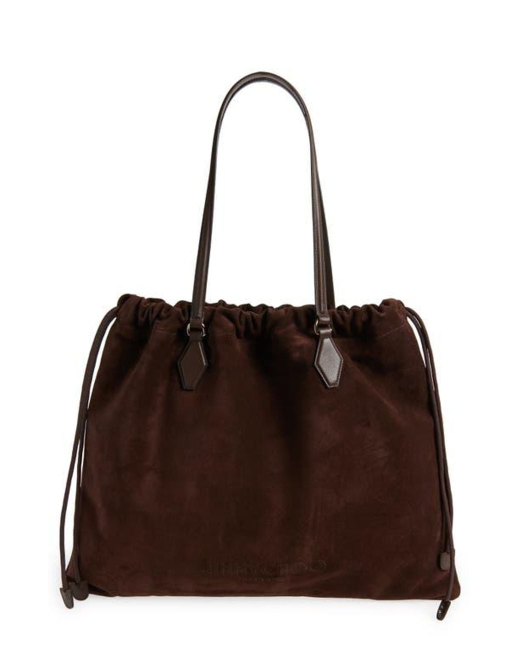 Jimmy Choo Brown Large Drawstring Leather Tote