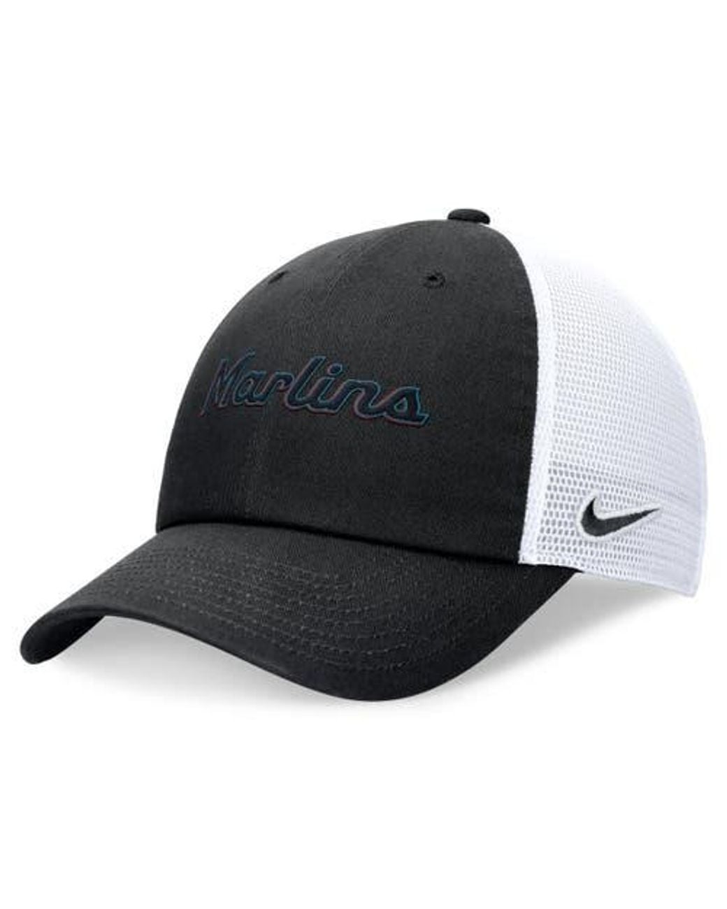 Nike Black Miami Marlins Wordmark Adjustable Trucker Hat for men
