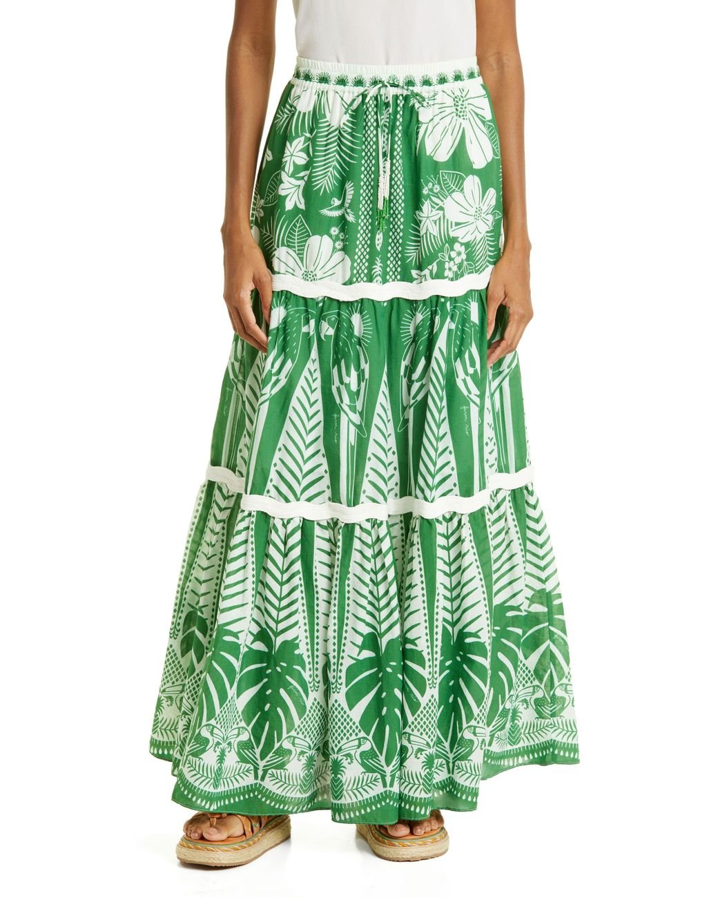 FARM Rio Macaw Elegance Maxi Skirt in Green | Lyst