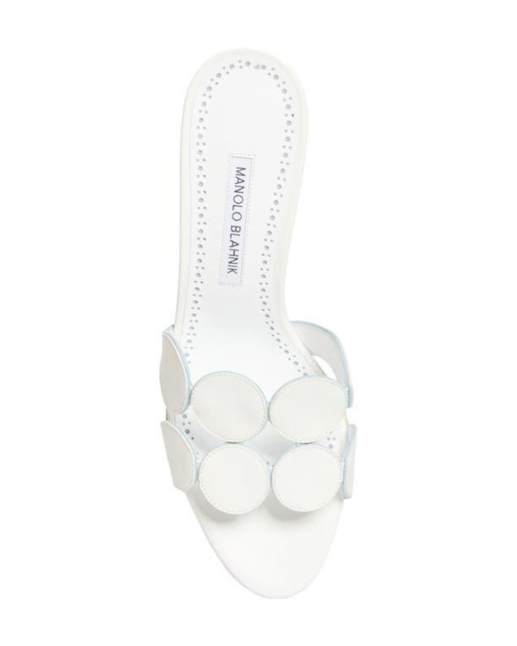 Manolo Blahnik White Haribalmu Kitten Heel Sandal