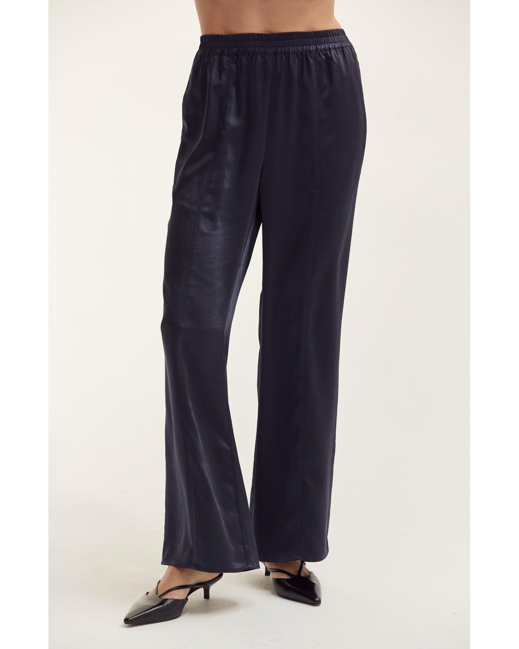 Crescent Blue Crushed Satin Pull-On Pants