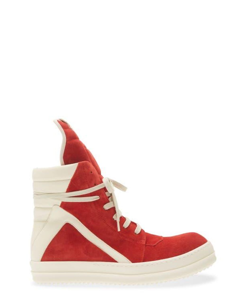 Rick Owens Red Geobasket High Top Sneaker for men