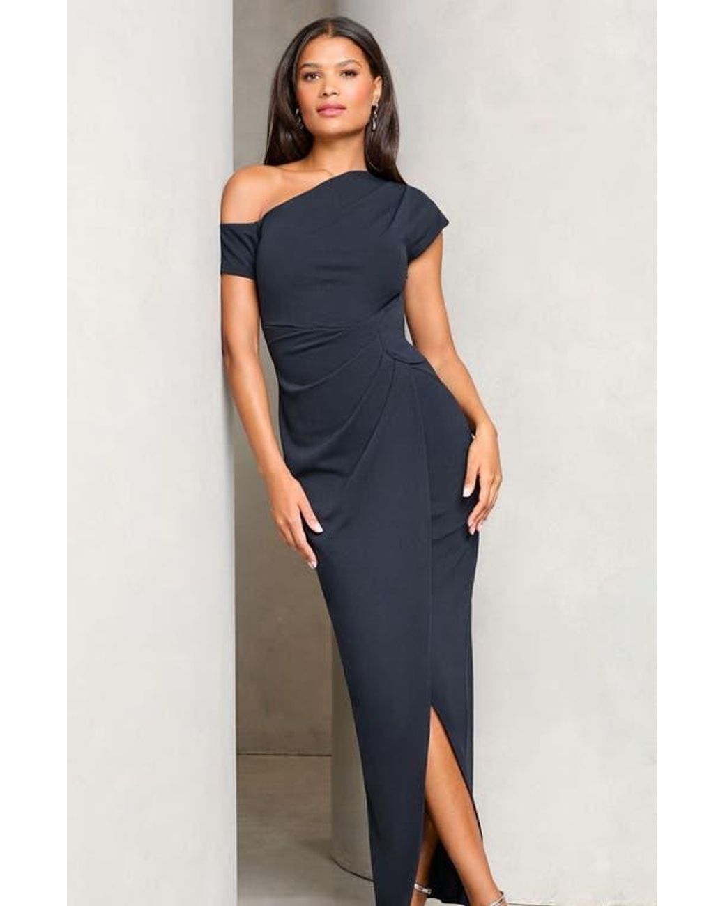 satin vs chiffon bridesmaid dresses Aayigx Long Ruffle Black for Women with Slit Sequin Draped Open Back Size:6-12 month productcode_S26SBL1781