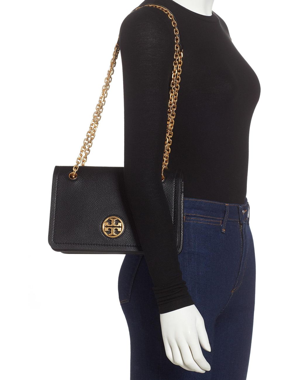 Tory Burch Carson Convertible Leather Crossbody Bag in Black | Lyst
