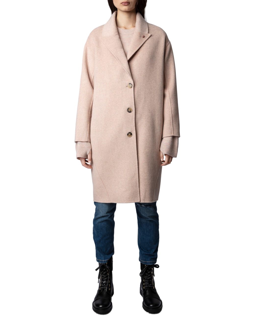 Zadig & Voltaire Mady Wool & Cashmere Blend Coat in Natural | Lyst