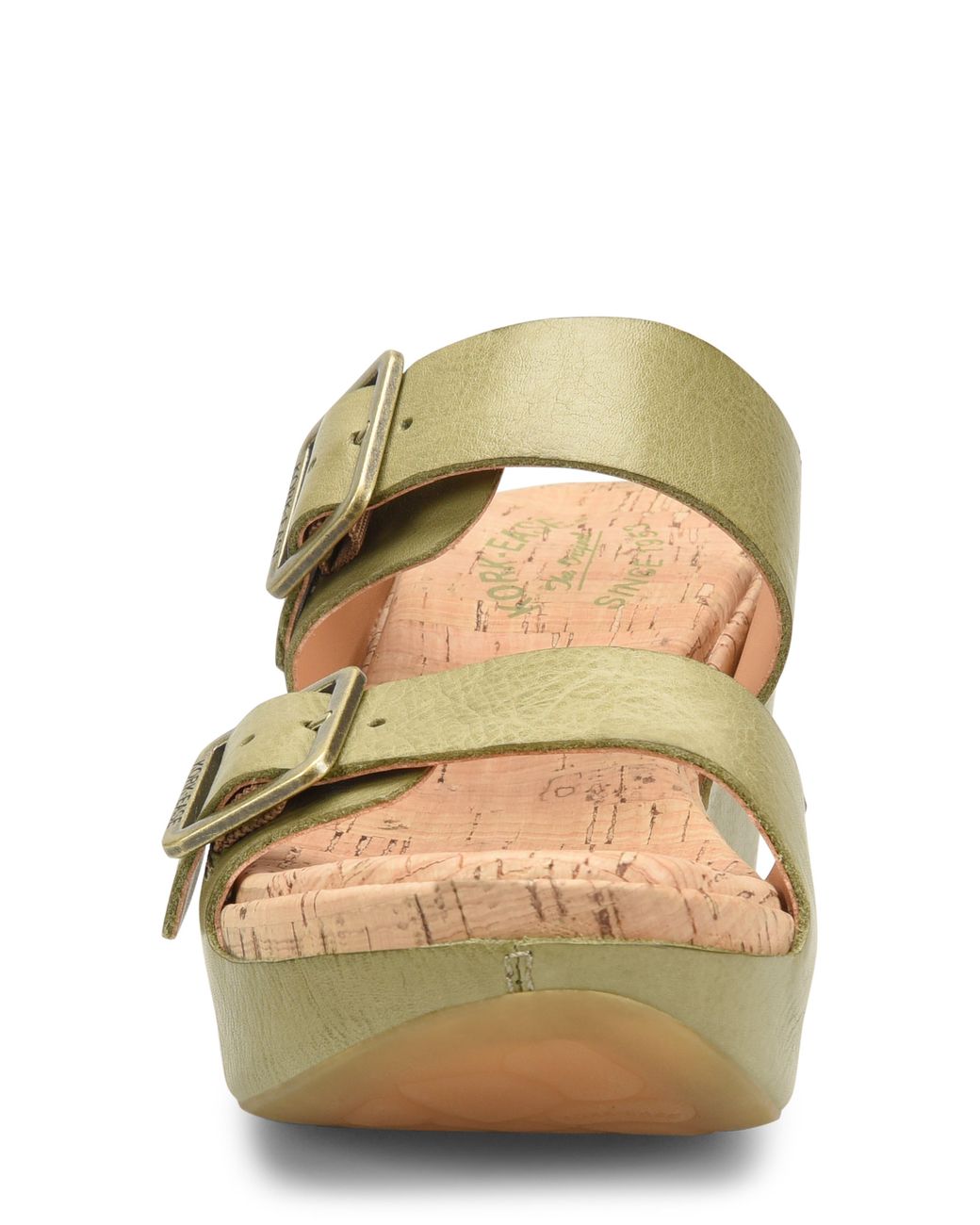 KorkEase Grace Wedge Sandal In Green Leather At Nordstrom Rack in