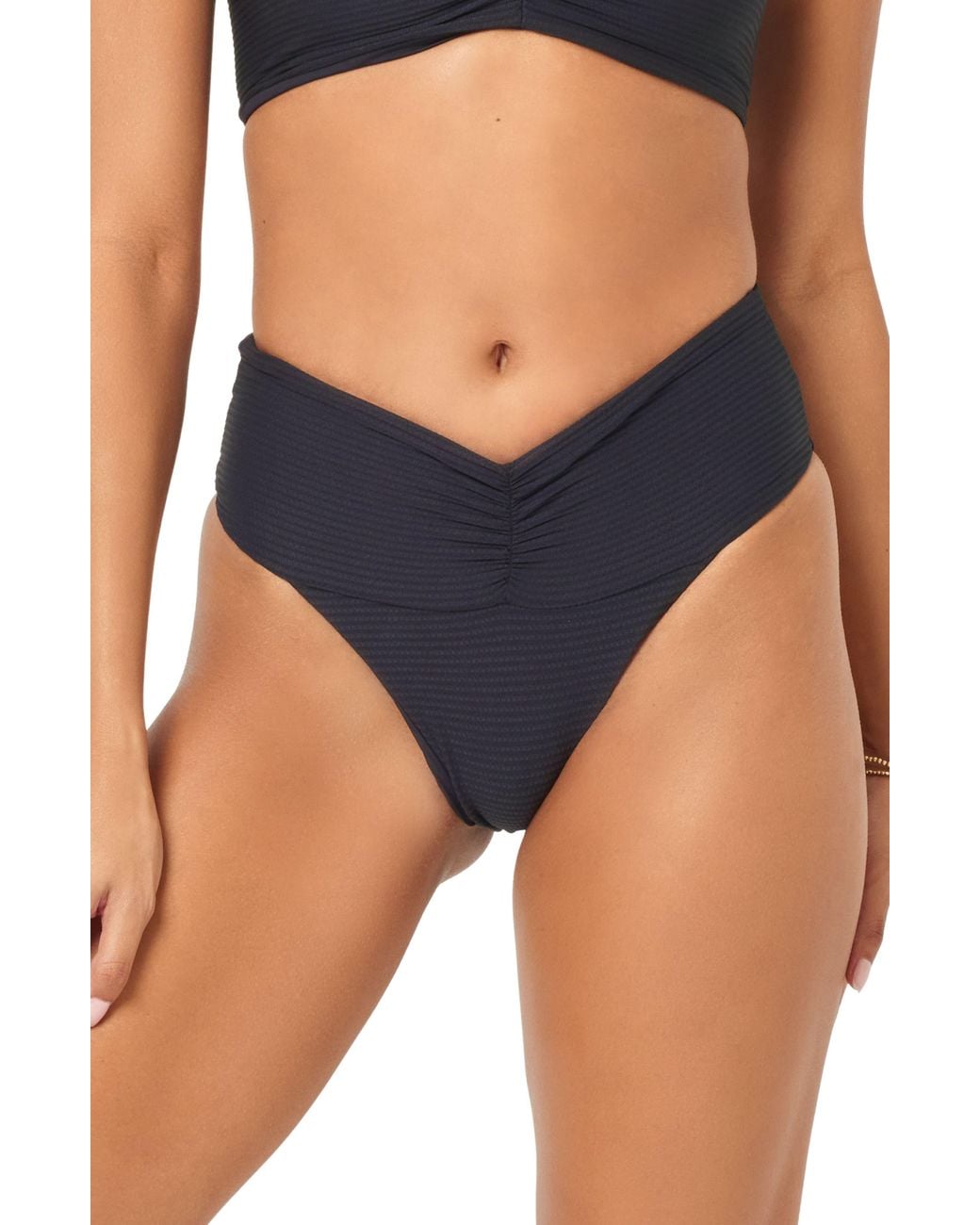 LSPACE Blue Dani Ribbed Bikini Bottoms