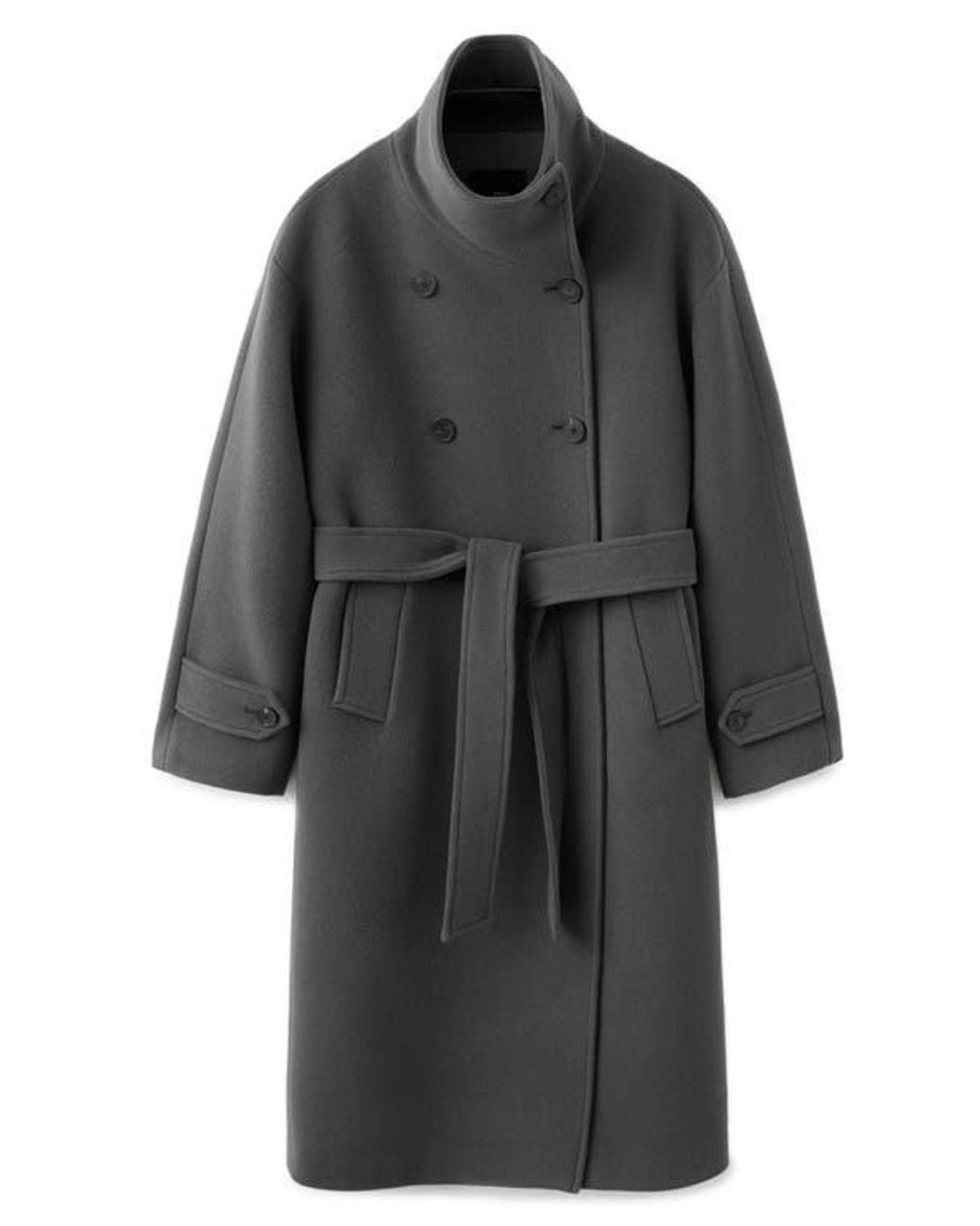 Mango Black Belted Virgin Wool Blend Coat