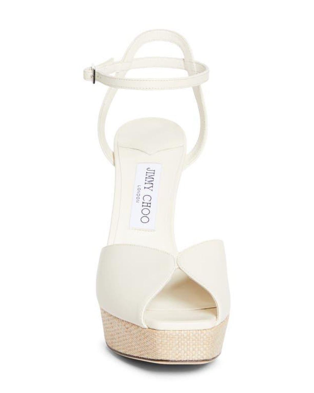 Jimmy Choo White Sacaria Ankle Strap Platform Sandal