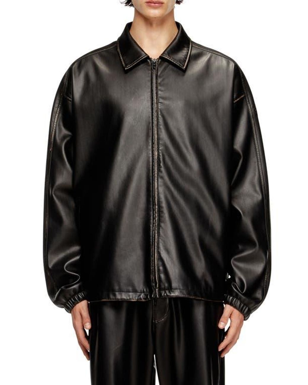 DIESEL J-Ake Oversize Faux Leather Jacket in Black for Men | Lyst