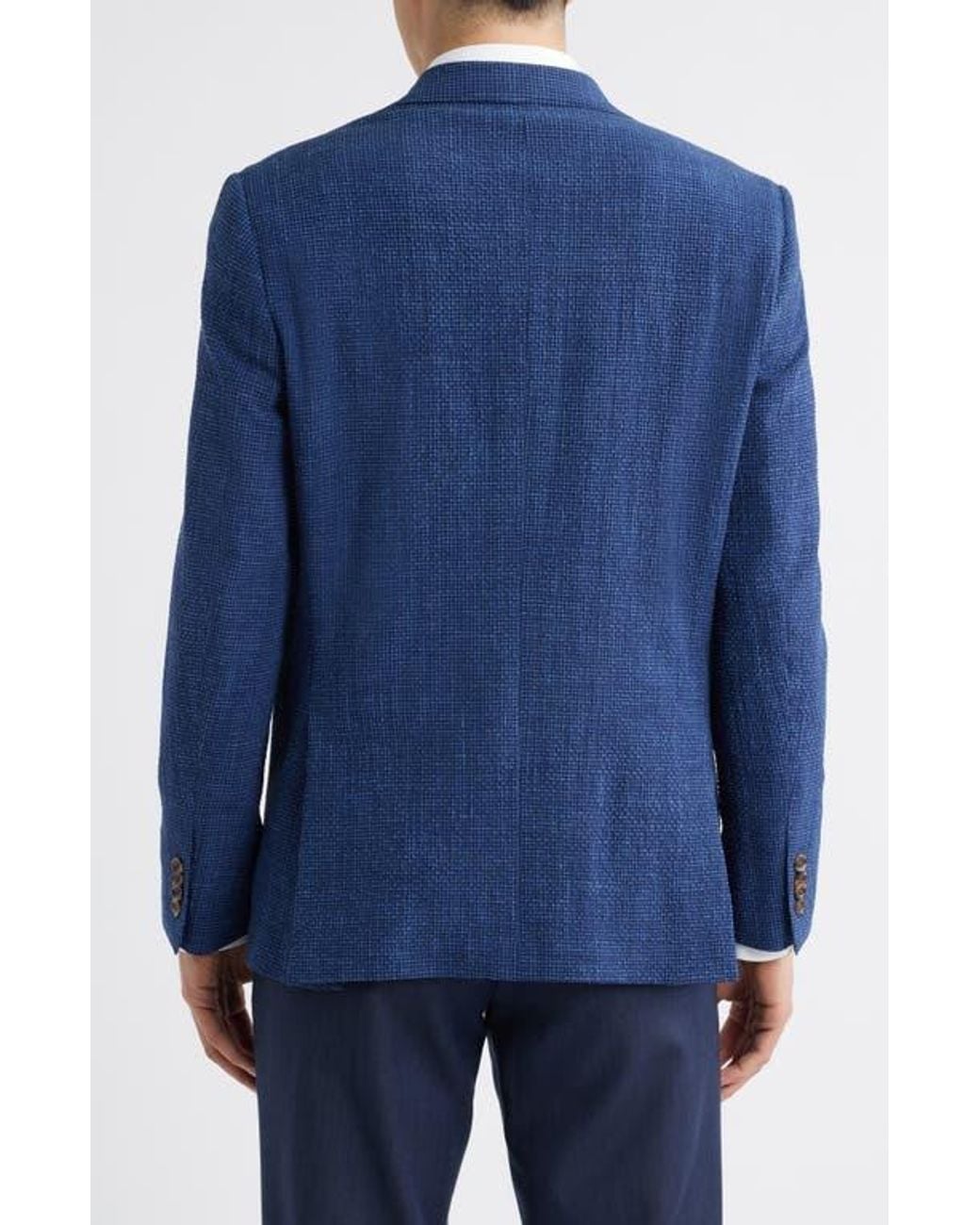 Jack Victor Myles Check Wool Blend Seersucker Sport Coat in Blue