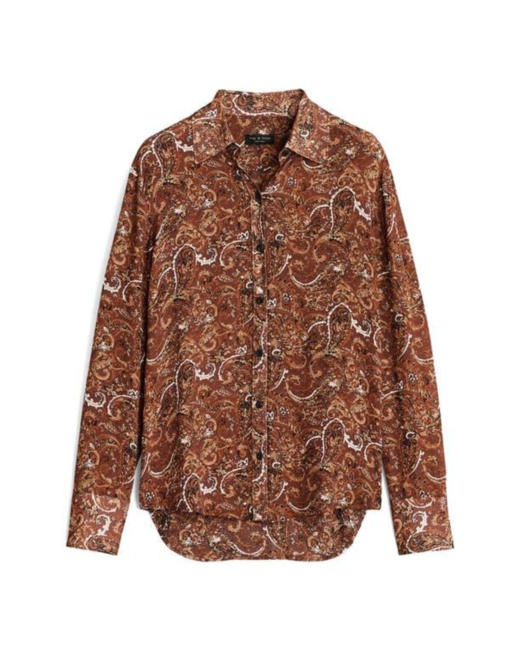 Rag & Bone Antonia Paisley Button-Up Shirt in Brown | Lyst