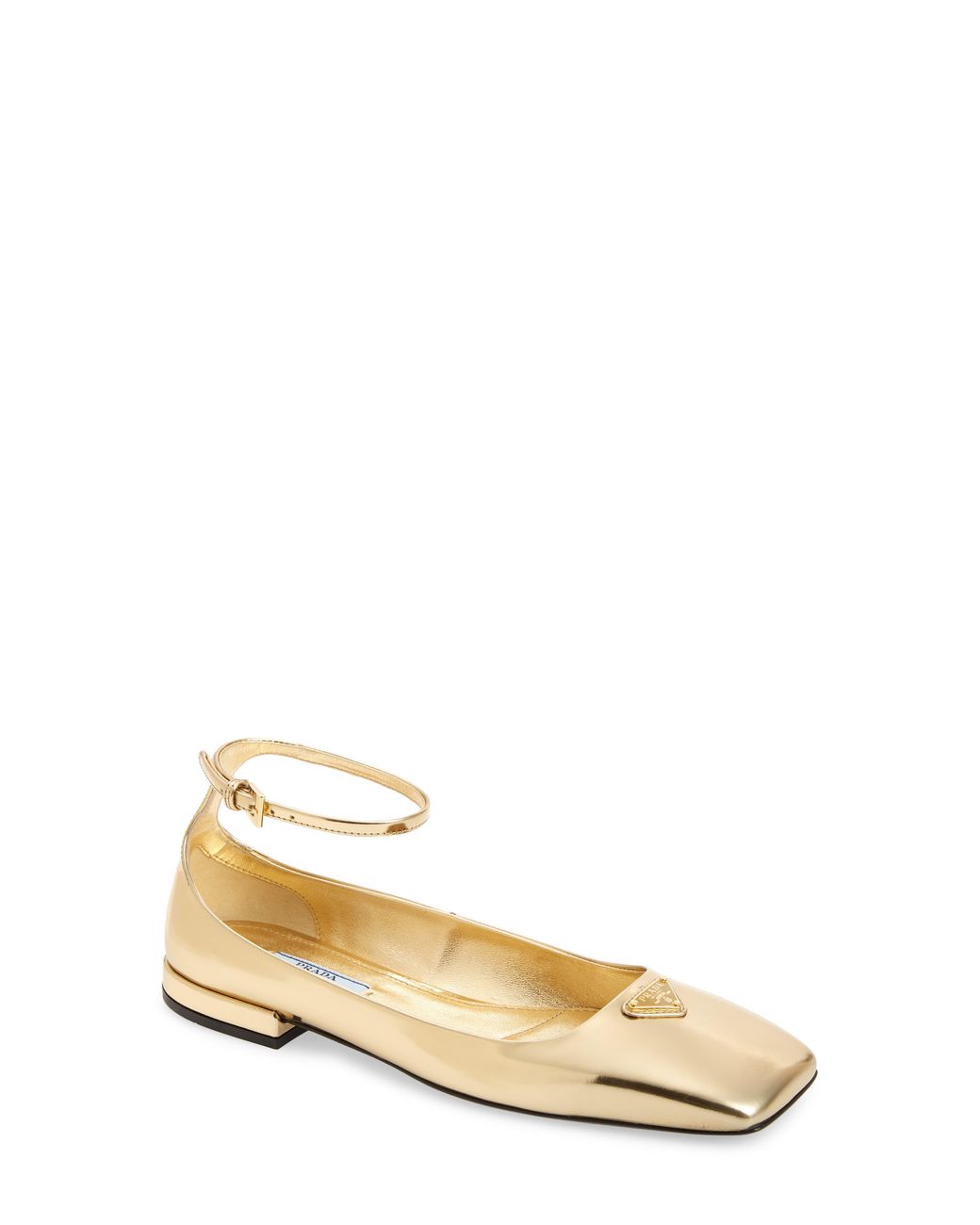 prada gold ballet flats