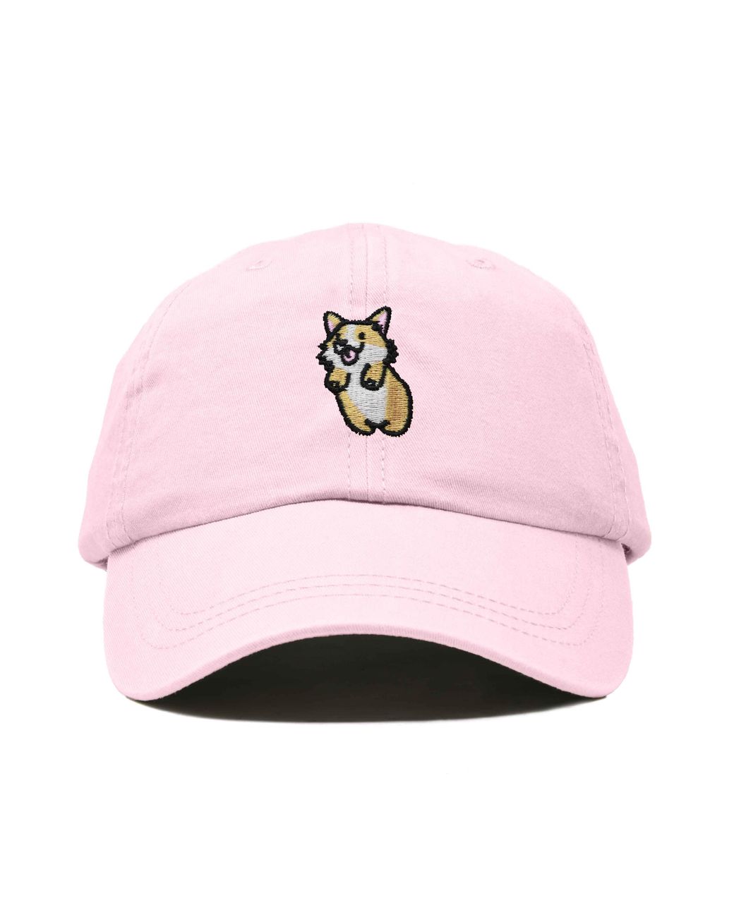 Alix Pink Leaping Corgi Embroidered Cap