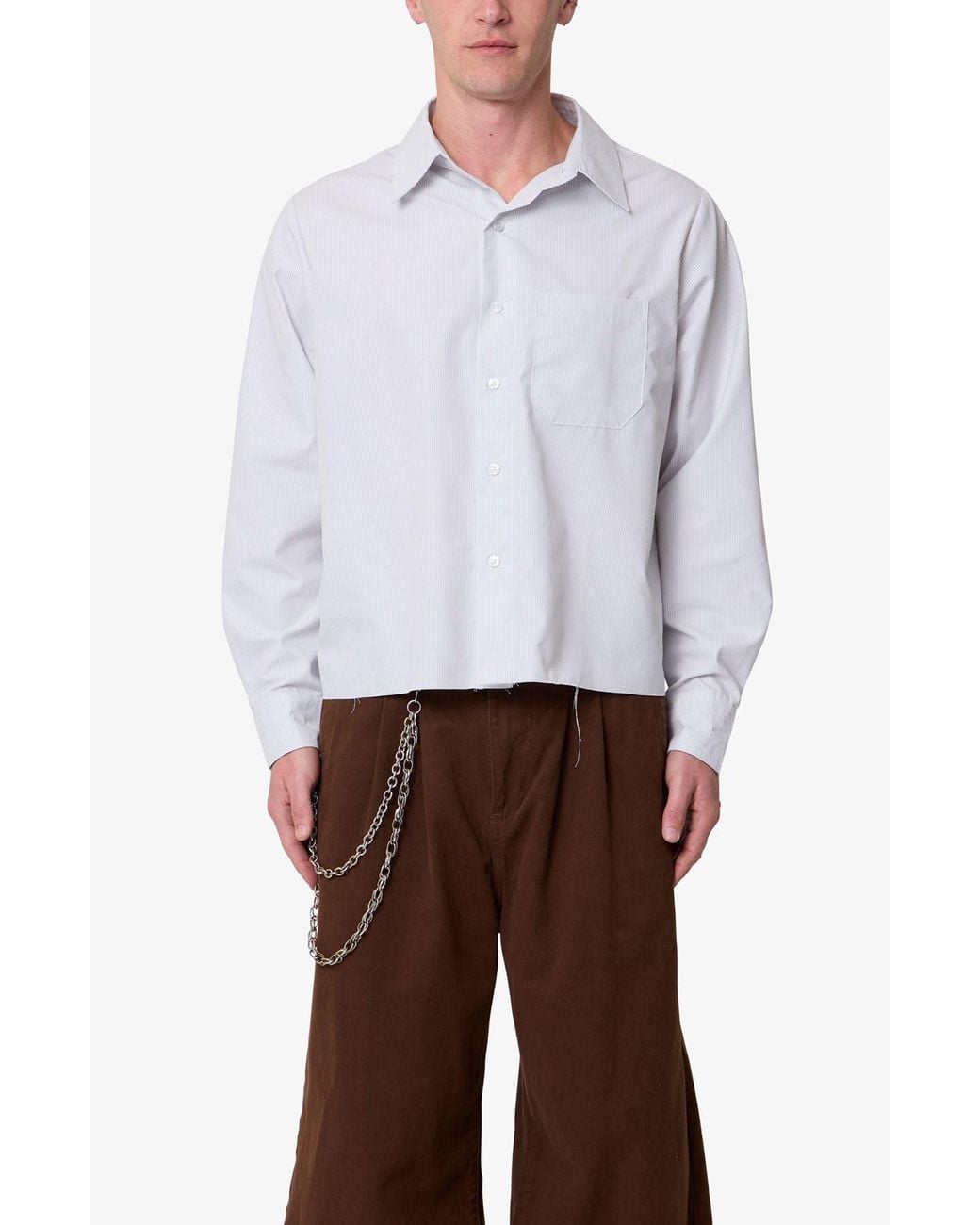 MNML White Stripe Button-Up Shirt for men