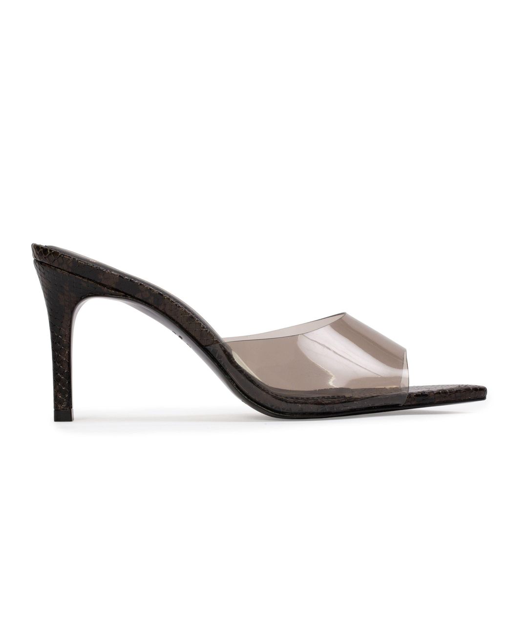 Black Suede Studio White Belle Snake Mule