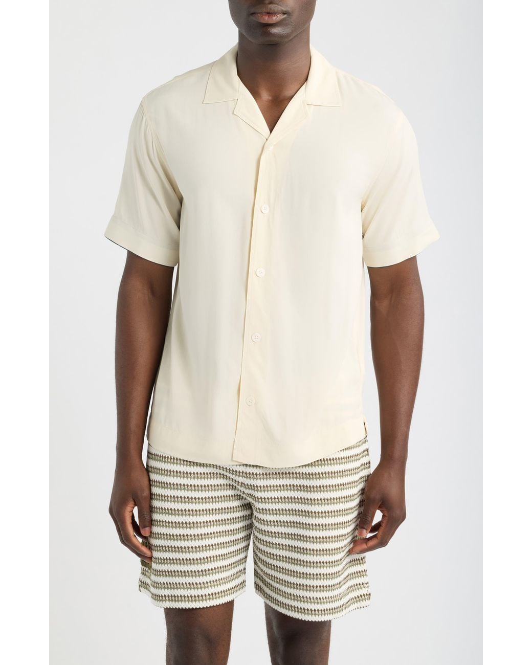 CHE Natural Valbonne Solid Camp Shirt for men