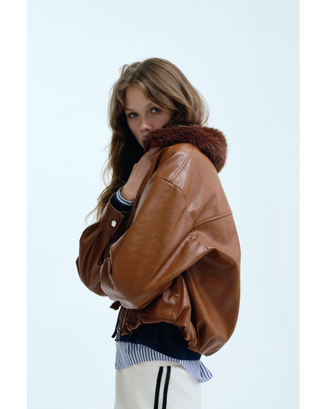 H&M Brown Fluffy-Collared Jacket
