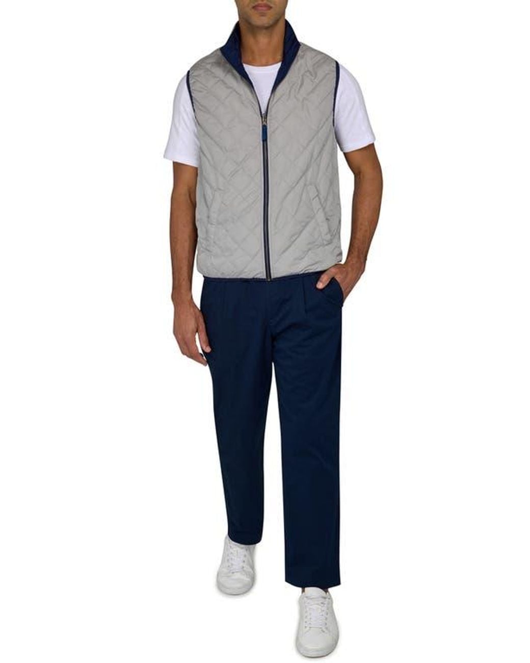Con.struct Blue Solid Reversible Vest for men