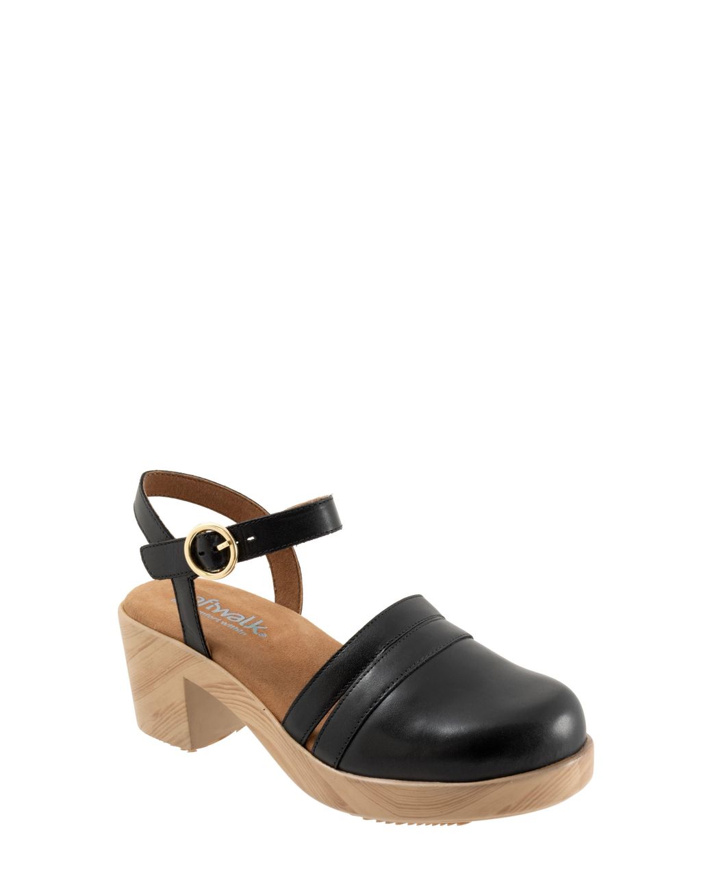 Softwalk® Black Fillmore Ankle Strap Platform Clog