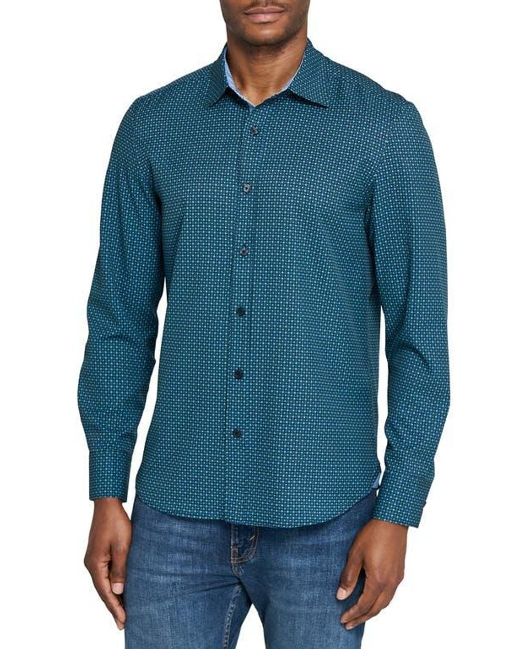 Con.struct Blue Dash Duo Woven Long Sleeve Basic for men