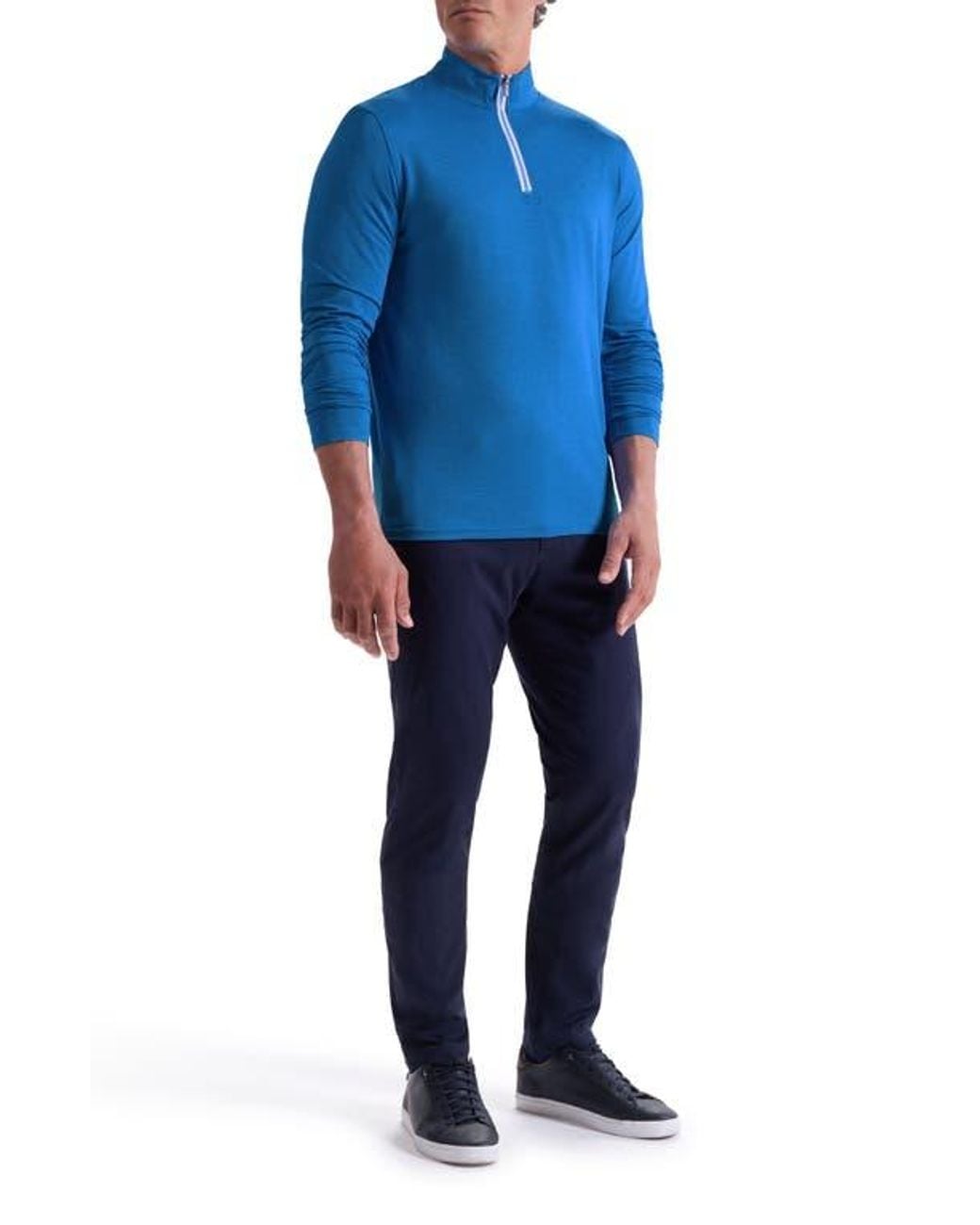 Bugatchi Blue Quarter Zip Pullover for men