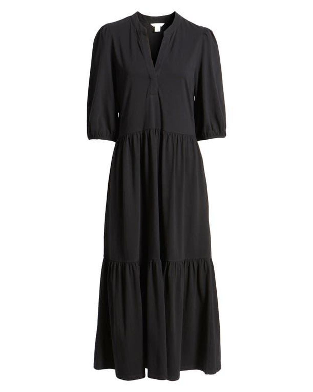 Caslon Tiered Organic Cotton Maxi Dress in Black Lyst