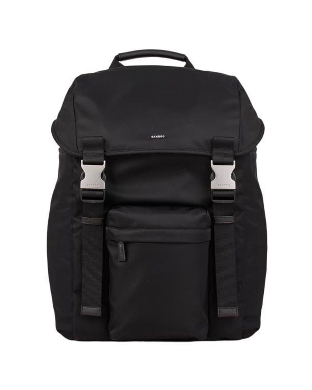 Sandro Black Recycled Leather Backpack for men