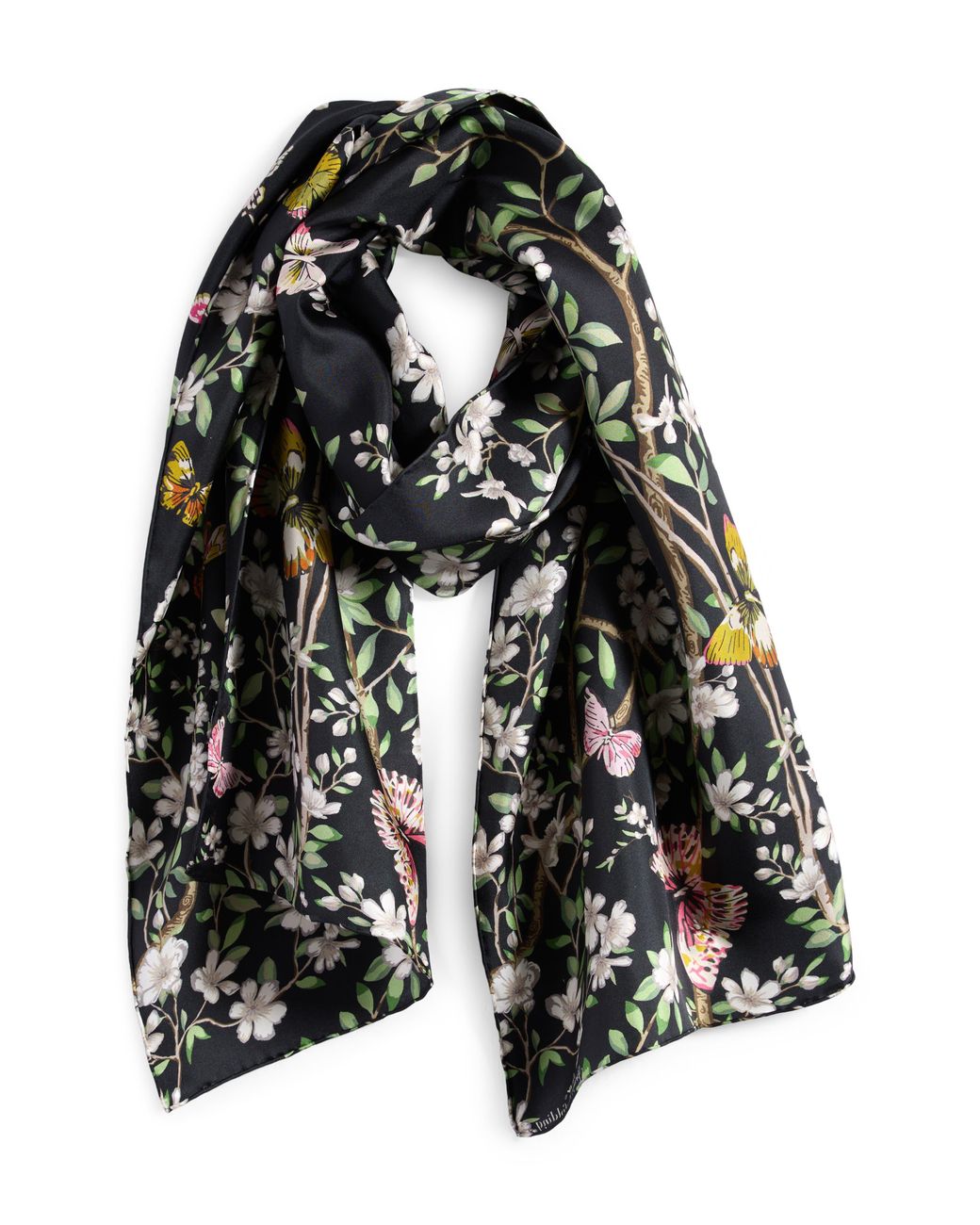 Echo Black Spring Unfolding Silk Oblong Scarf
