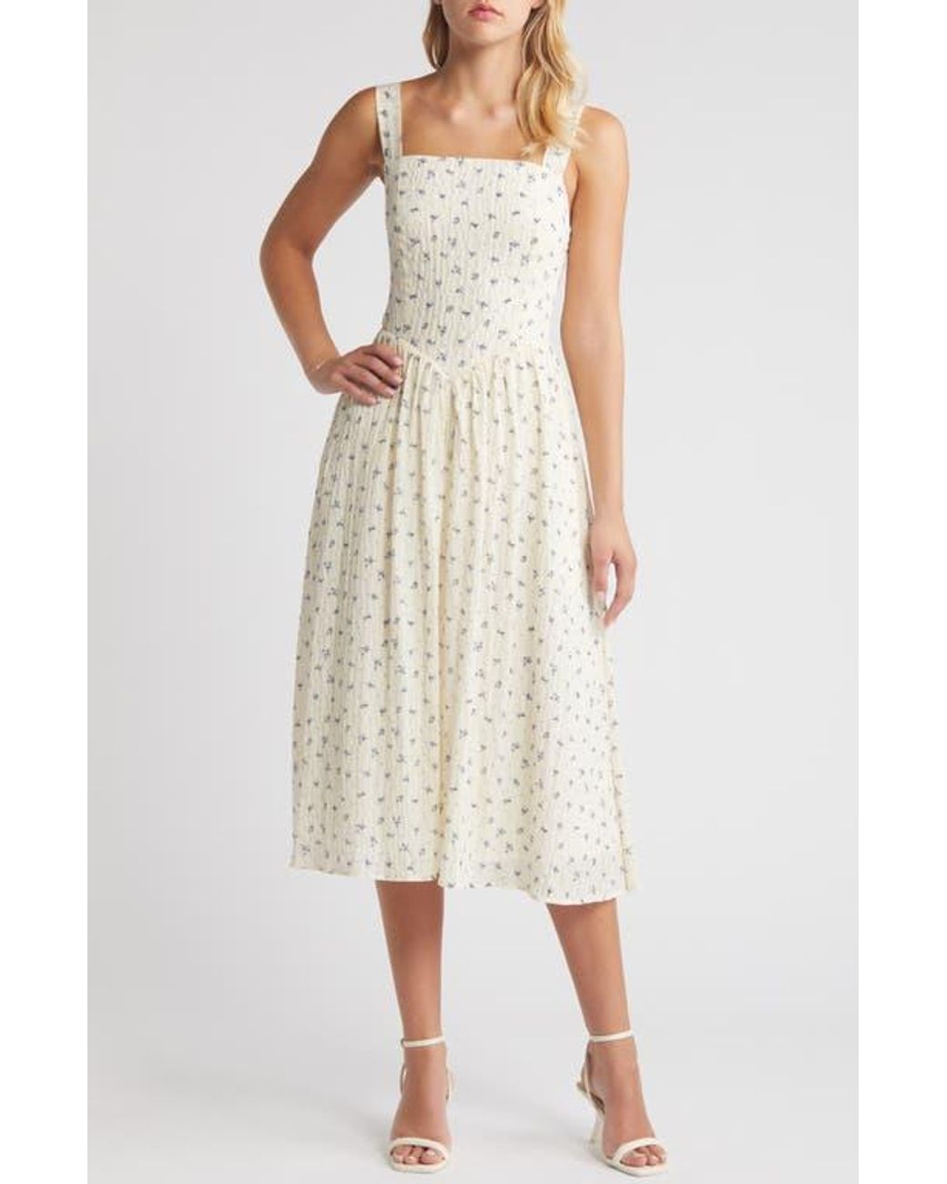 Chelsea28 Floral Sleeveless Fit Flare Sundress in Natural Lyst