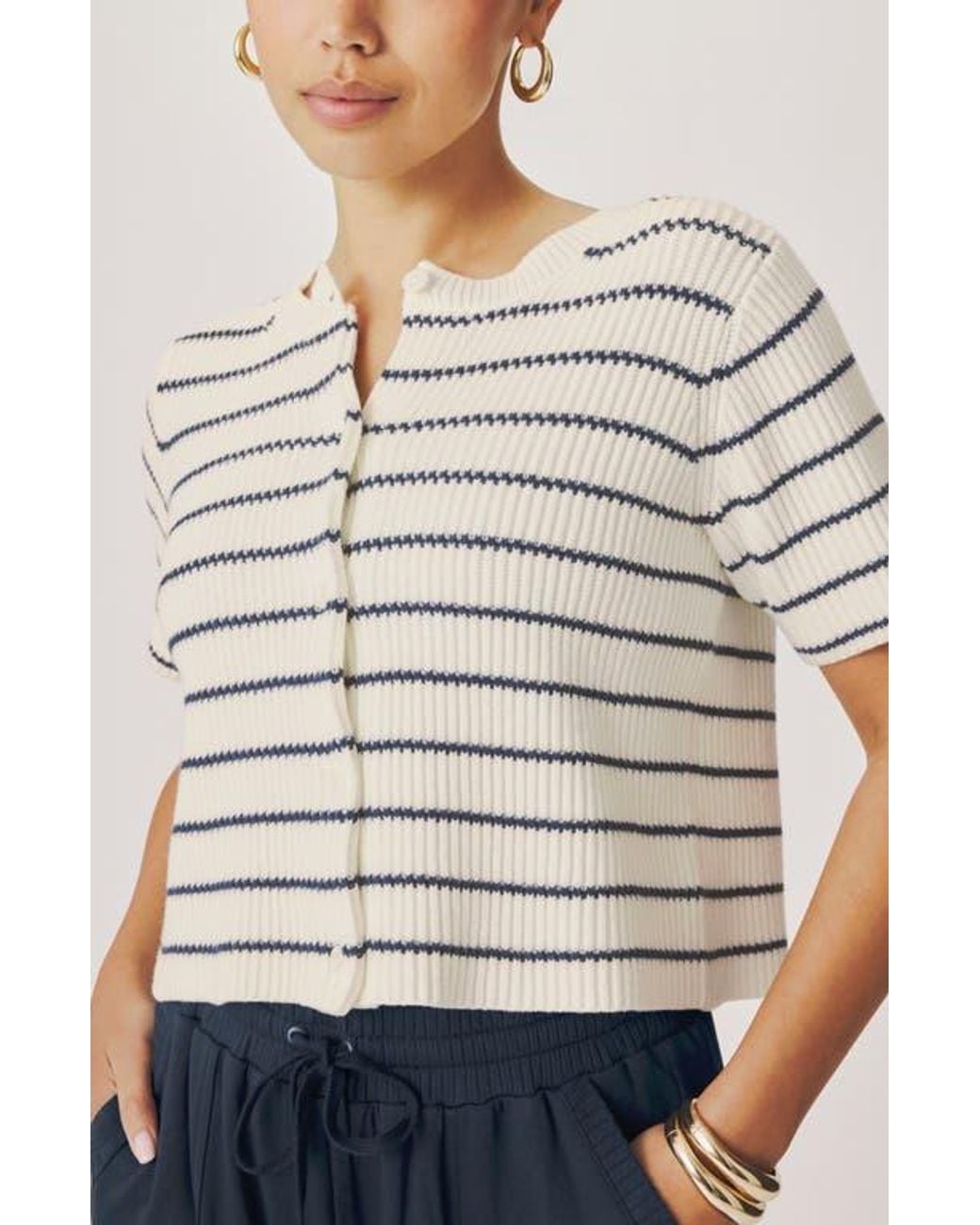 Splendid Blue Delilah Stripe Cotton Cardigan