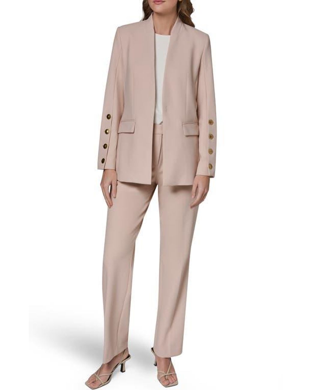 Donna Karan Pink Button Sleeve Blazer