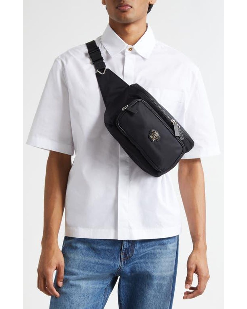 Versace La Medusa Nylon Belt Bag in Black for Men | Lyst display picture 1