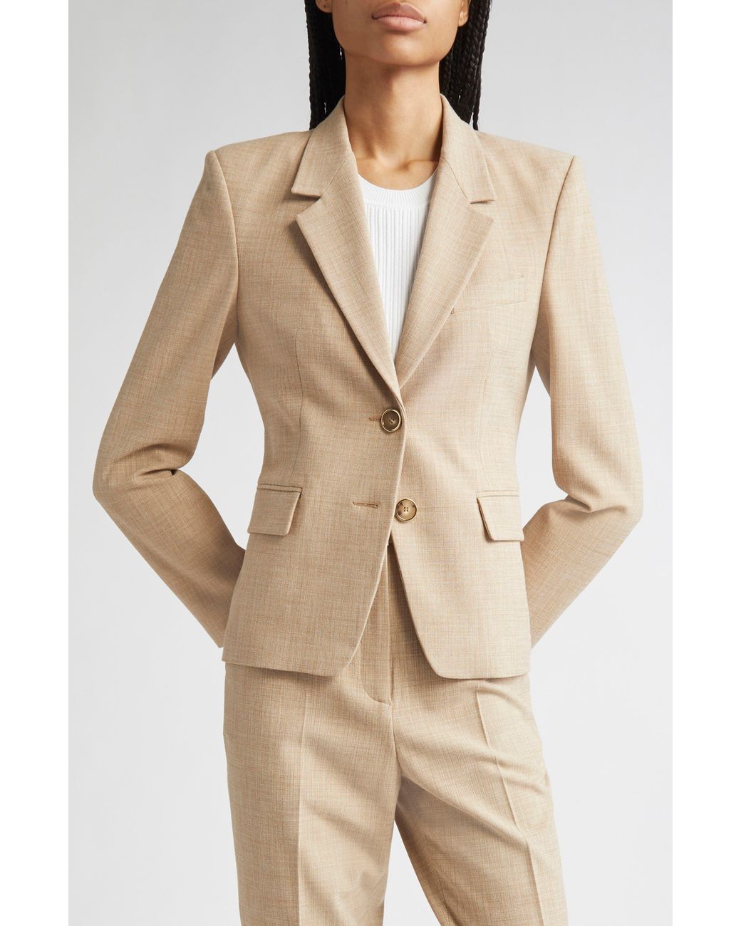 St. John Natural Heathered Stretch Suiting Blazer