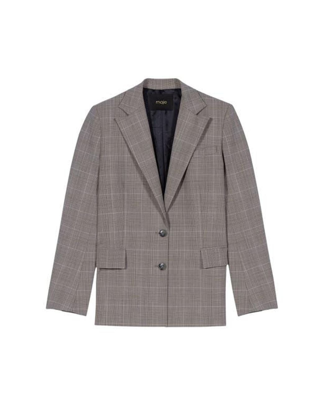 Maje Gray Checked Suit Jacket