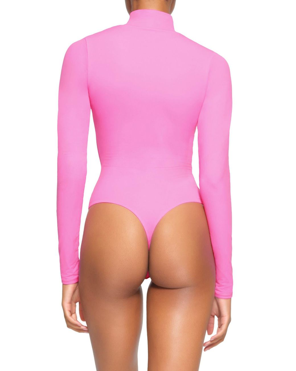 Skims Fits Everybody Long Sleeve Zip-up Bodysuit in Pink