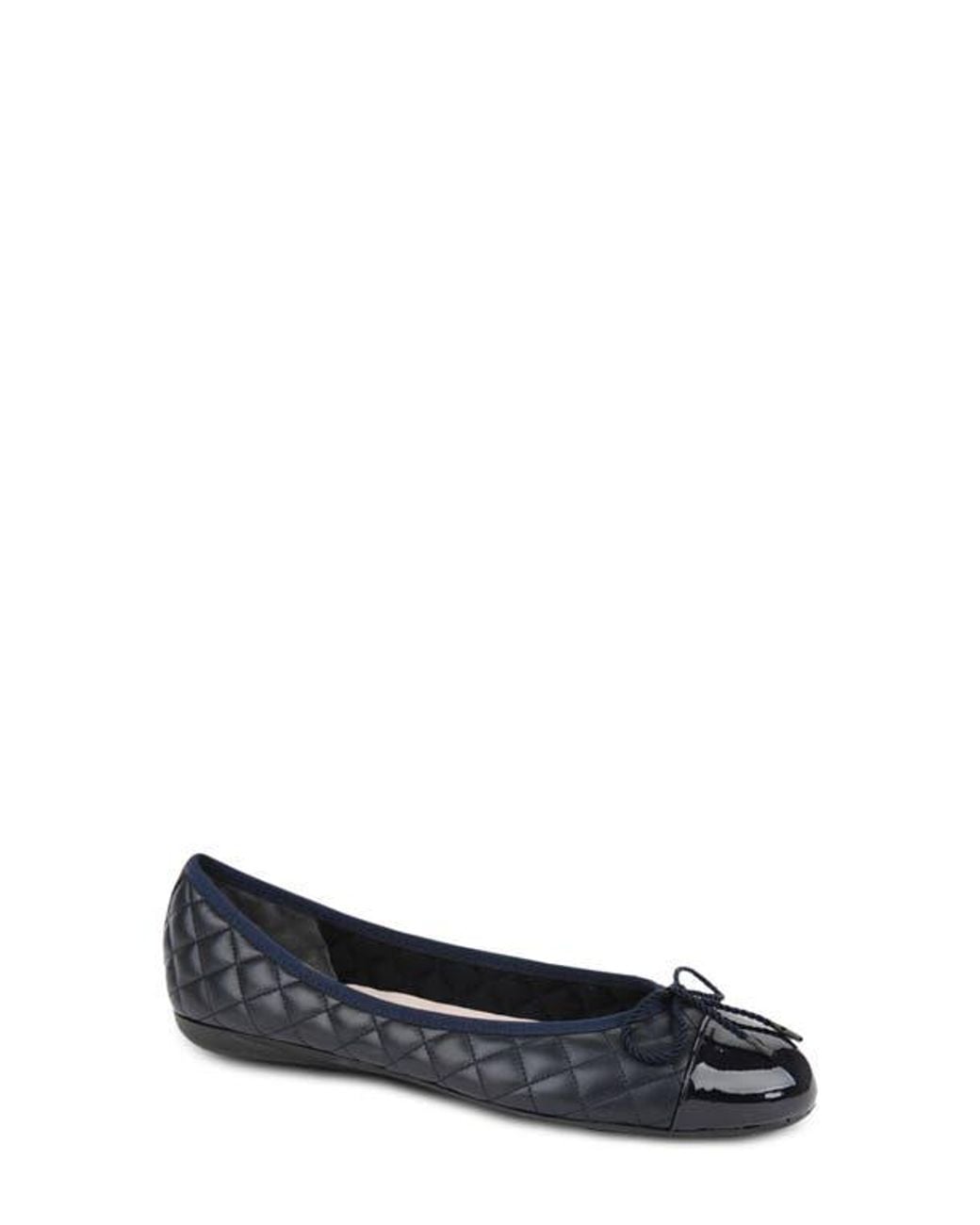 Paul Mayer White Best Cap Toe Quilted Ballet Flat