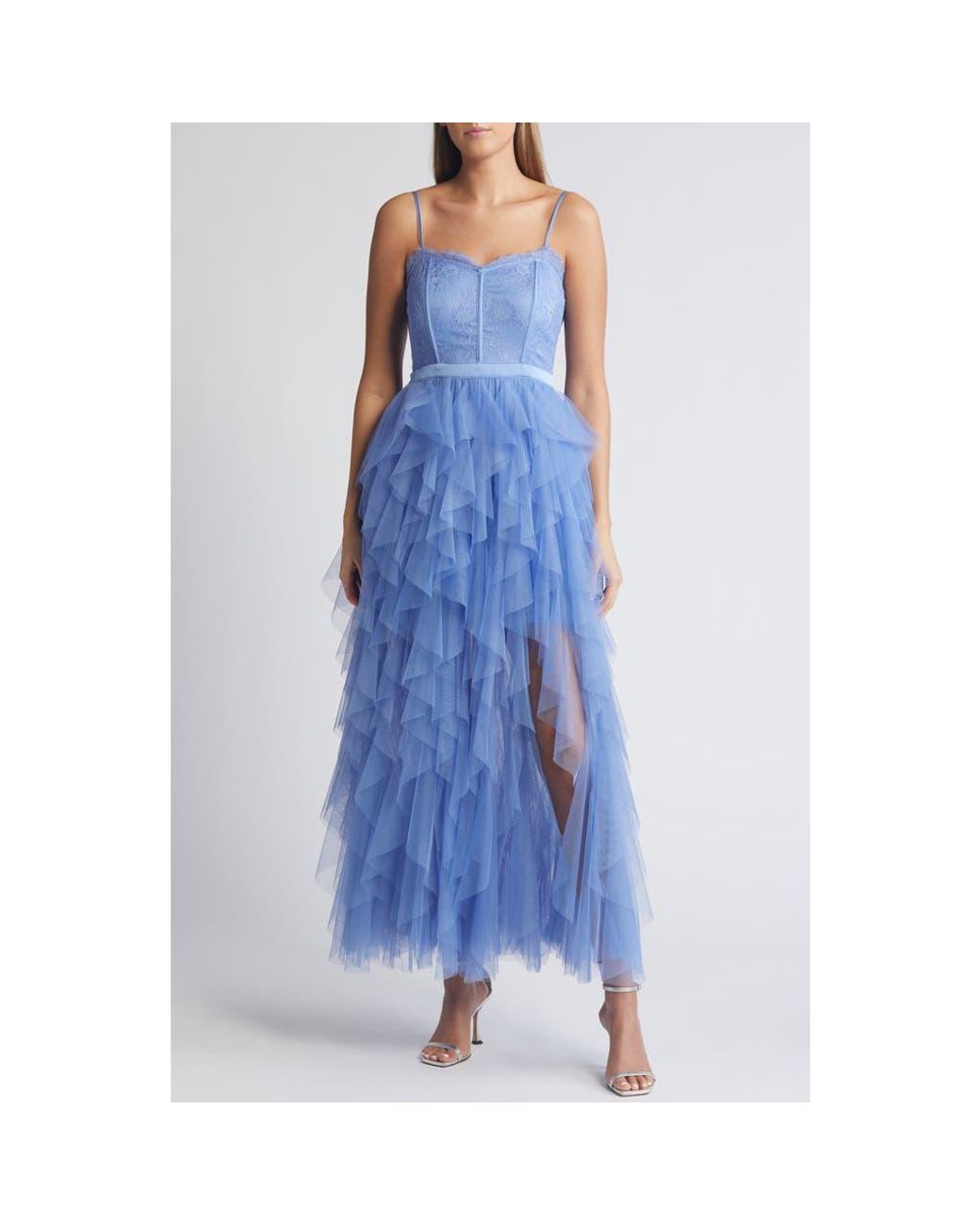 Chelsea28 Corset Lace Tulle Gown in Blue Lyst