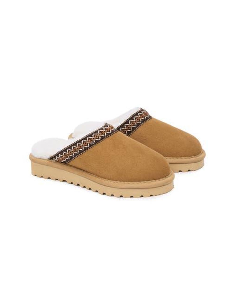 Celtic & Co. Multicolor Braid Trim Shearling Slippers