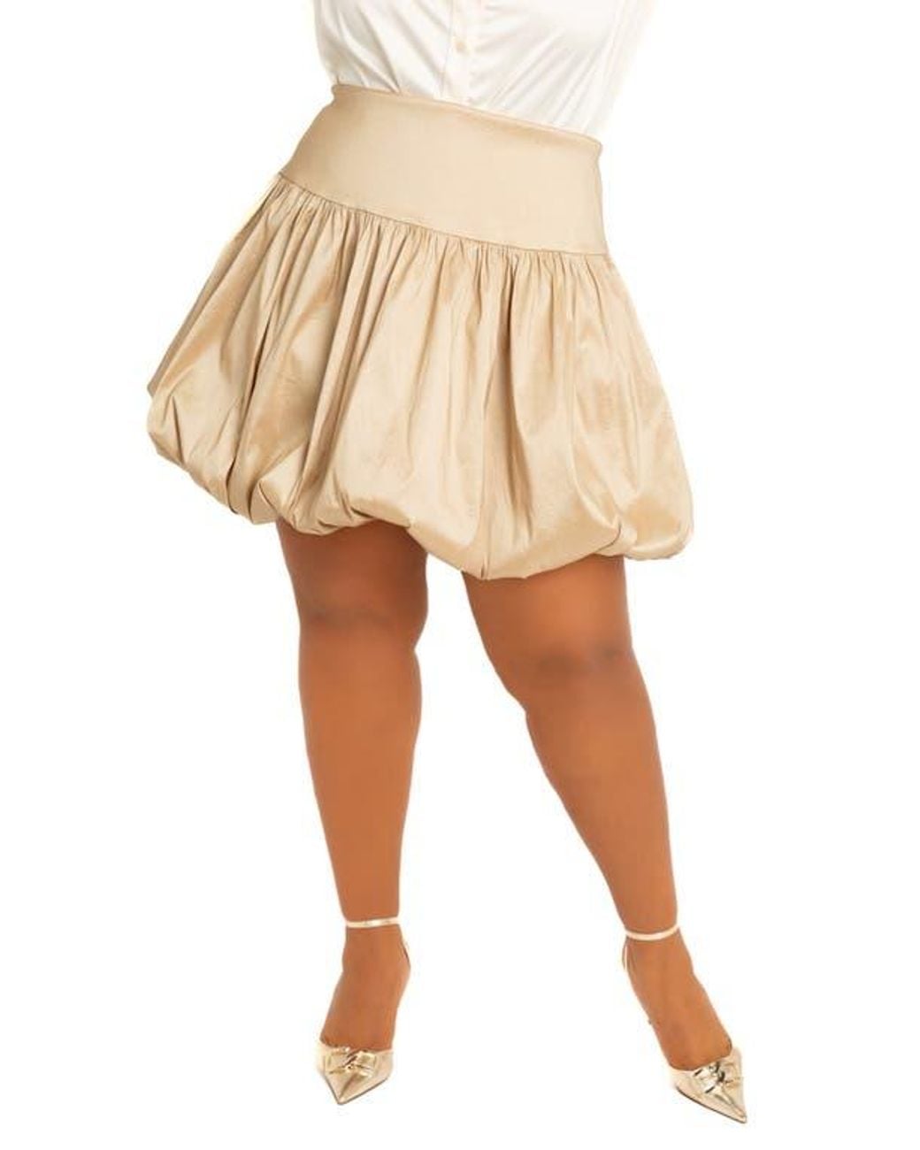 Buxom Couture Bubble Hem Miniskirt in Natural | Lyst