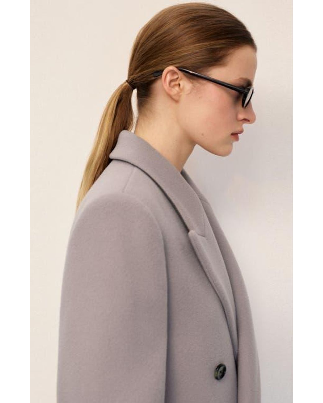 Mango Gray Double Breasted Virgin Wool Blend Coat