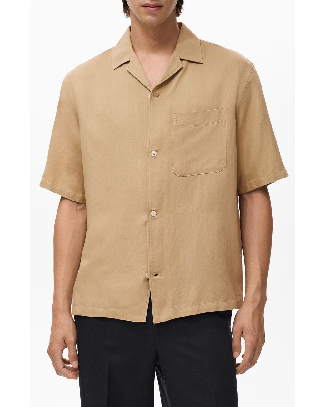 Mango Natural Regular Fit Camp Shirt for men