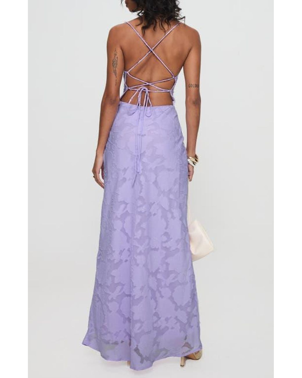 fitted lace wedding dress Romani Mini Dress Purple Glitter