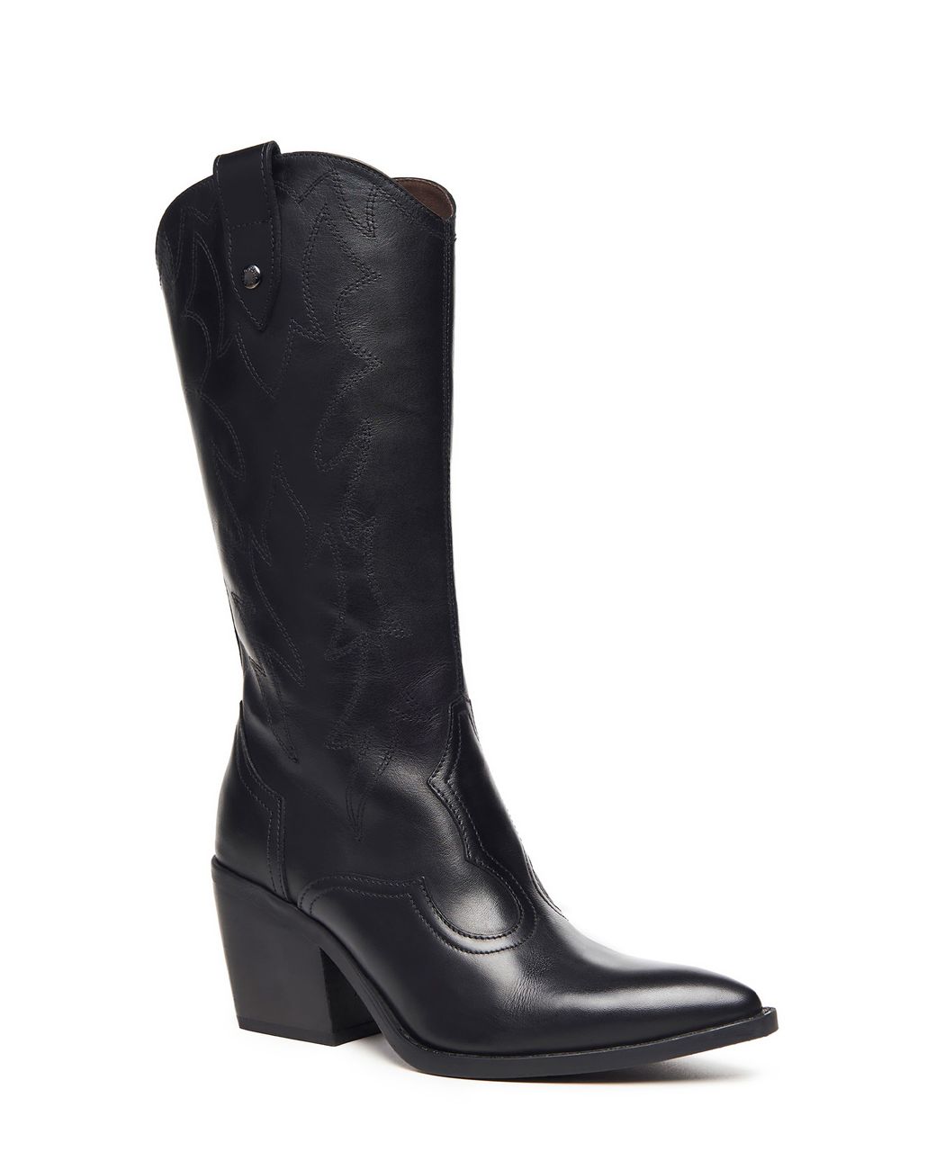 Nero Giardini Black Texan Pointed Toe Western Boot