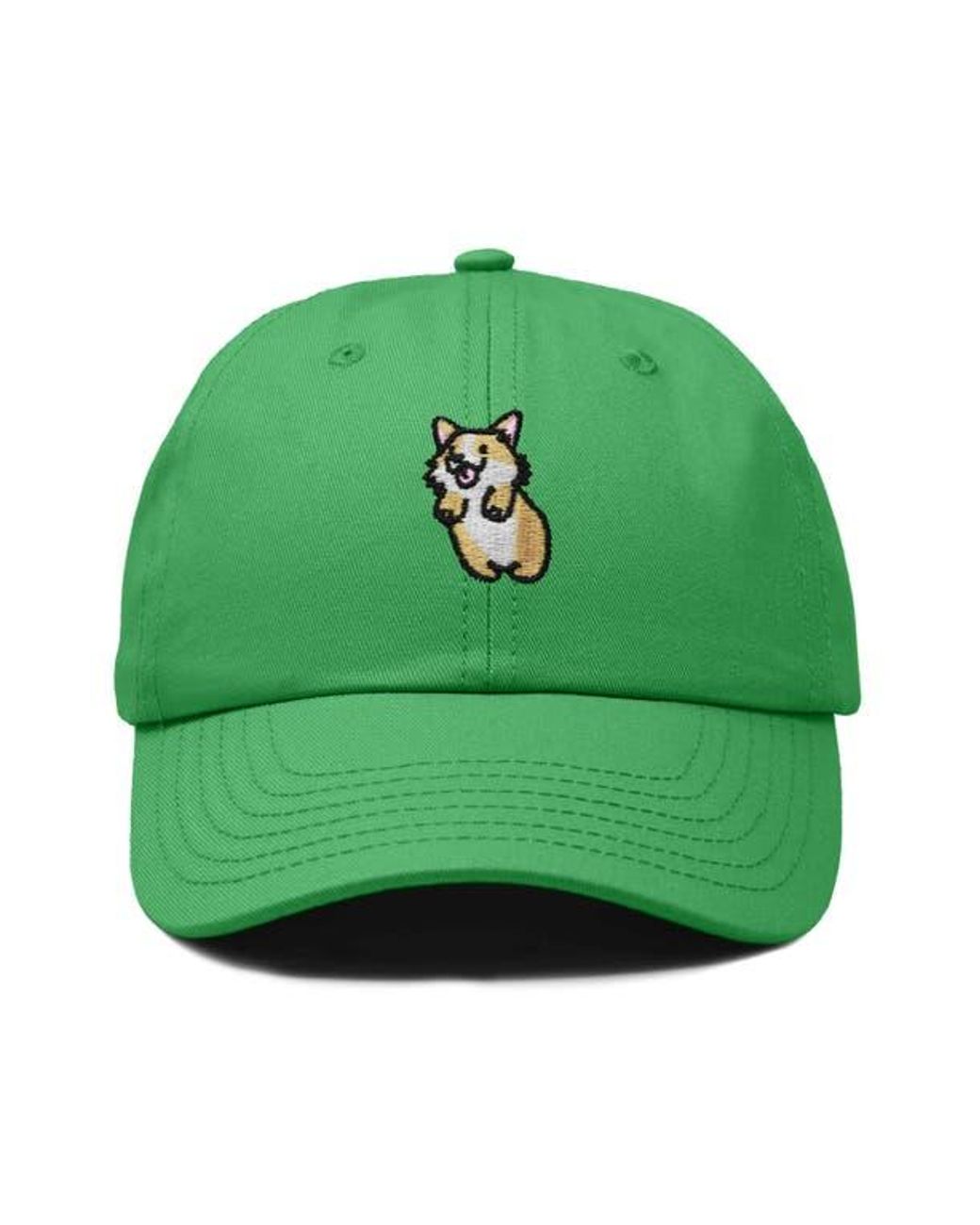 Alix Green Leaping Corgi Embroidered Cap