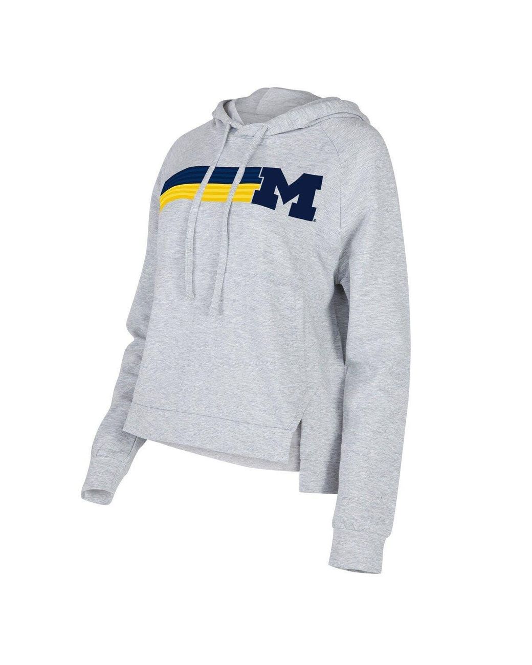 Concepts Sport Michigan Wolverines Cedar Tri-blend Raglan Pullover Hoodie  At Nordstrom in Blue